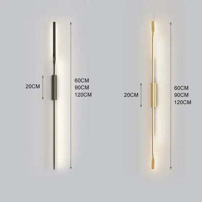 Minimalist black & gold led wall sconce for living room bedroom