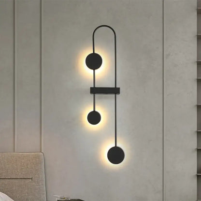 Minimalist black & gold metal led wall sconce bedroom light