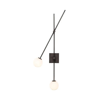 Minimalist black & gold opal glass bubble light fixture bedroom sconce