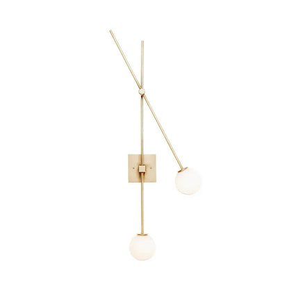 Minimalist black & gold opal glass bubble light fixture bedroom sconce