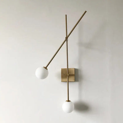 Minimalist black & gold opal glass bubble light fixture bedroom sconce