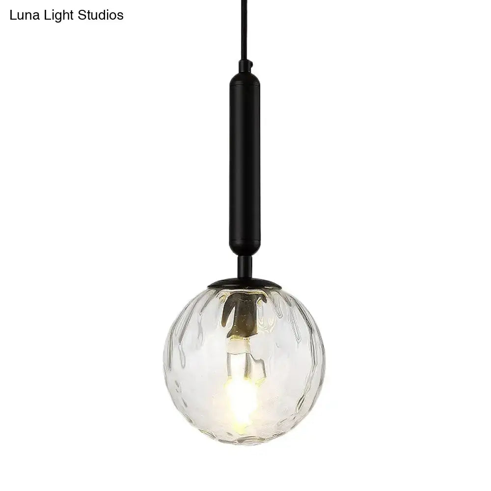 Minimalist black gold spherical wall sconce bedroom glass globe light