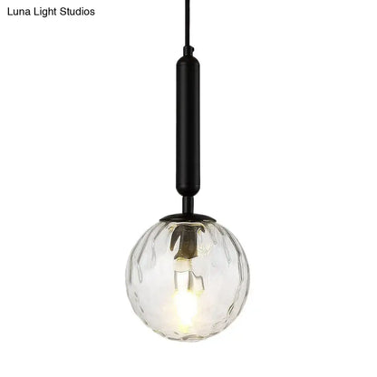Minimalist black gold spherical wall sconce bedroom glass globe light