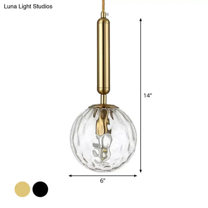Minimalist black gold spherical wall sconce bedroom glass globe light