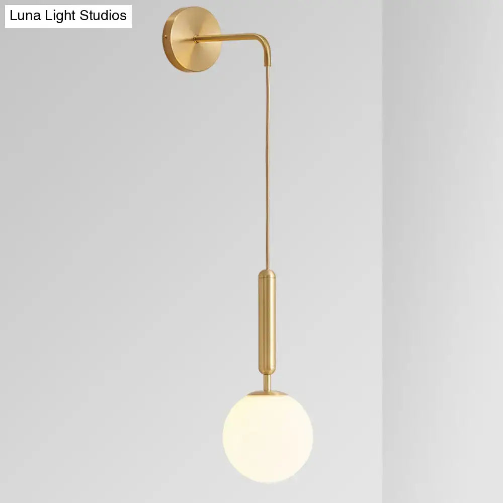 Minimalist black gold spherical wall sconce bedroom glass globe light