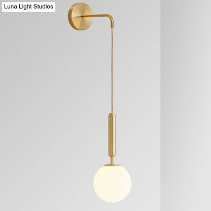 Minimalist black gold spherical wall sconce bedroom glass globe light