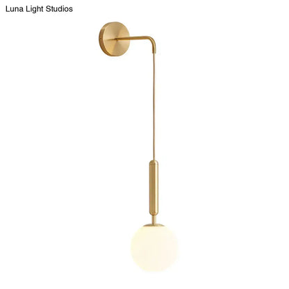 Minimalist black gold spherical wall sconce bedroom glass globe light