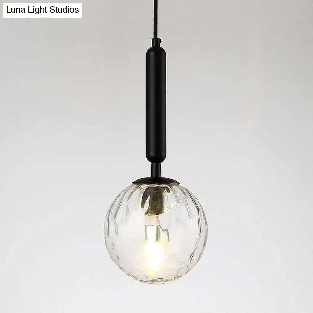 Minimalist black gold spherical wall sconce bedroom glass globe light