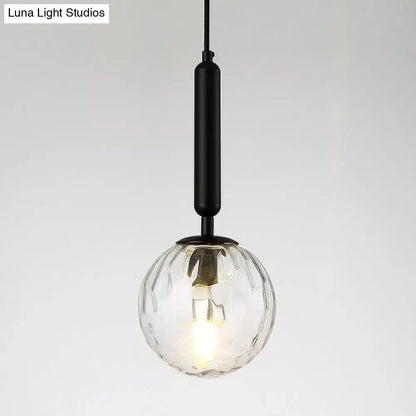 Minimalist black gold spherical wall sconce bedroom glass globe light