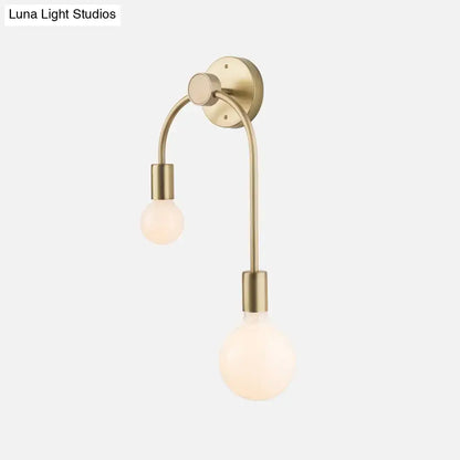 Minimalist black & gold wall lamp bedroom double arm sconce