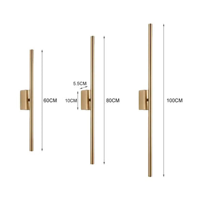 Minimalist black & gold wall sconce living room led vertical bar