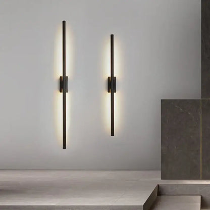 Minimalist black & gold wall sconce living room led vertical bar