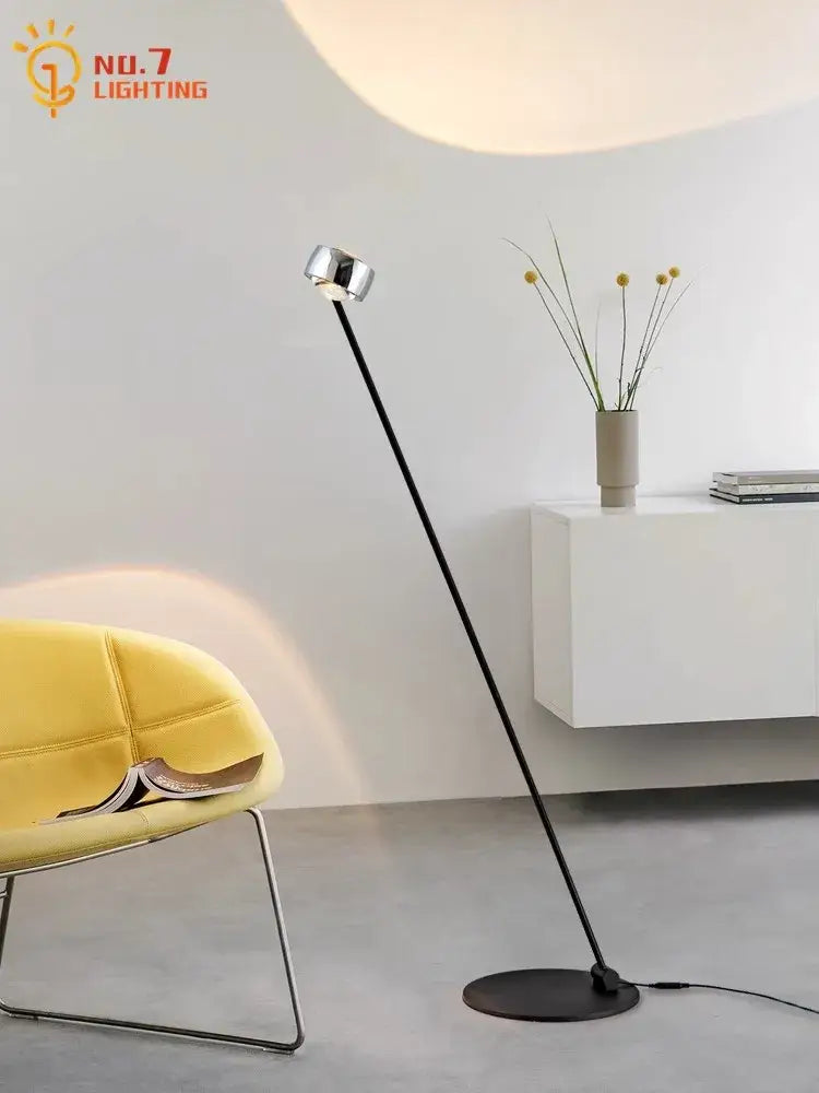 Minimalist black induction dimming floor lamp for living room