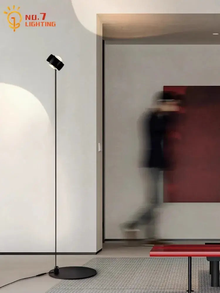 Minimalist black induction dimming floor lamp for living room
