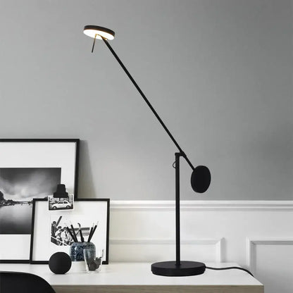 Minimalist black industrial swing arm table lamp for bedroom