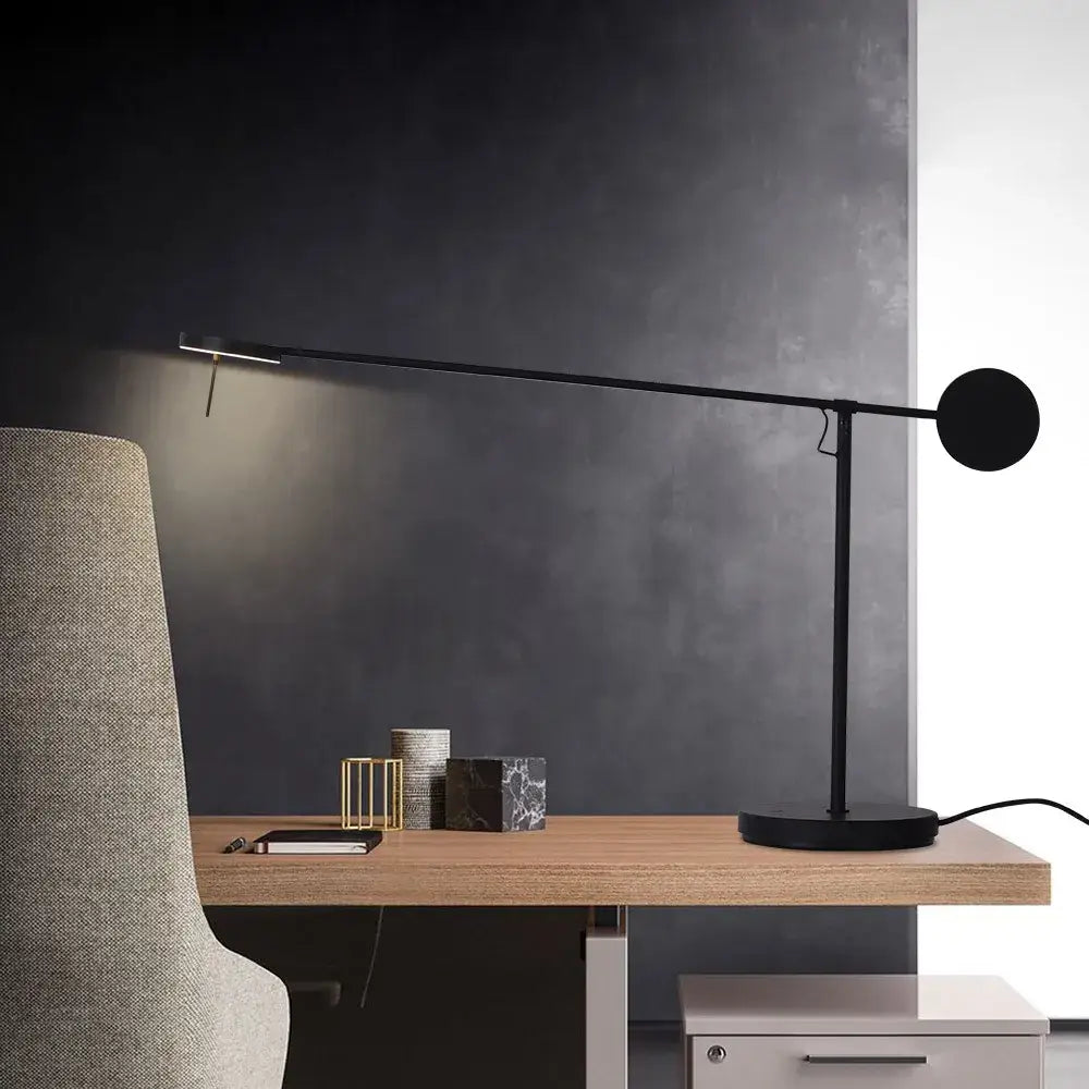 Minimalist black industrial swing arm table lamp for bedroom
