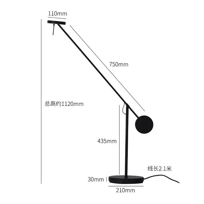 Minimalist black industrial swing arm table lamp for bedroom