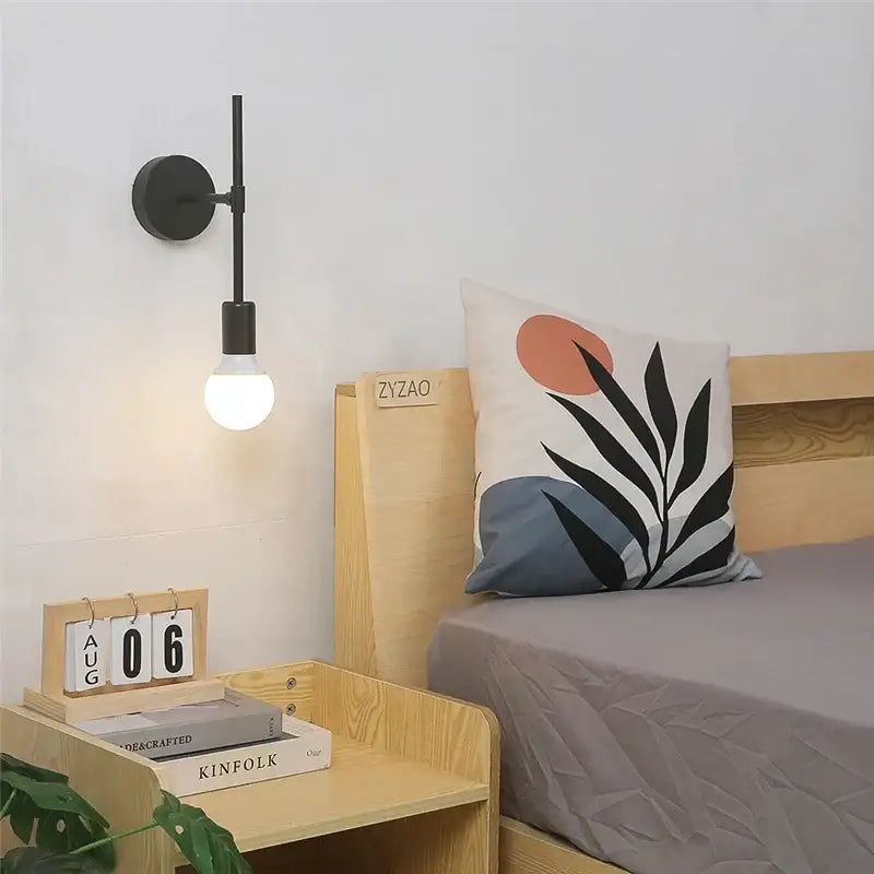 Minimalist black iron glass led wall light for bedroom living room