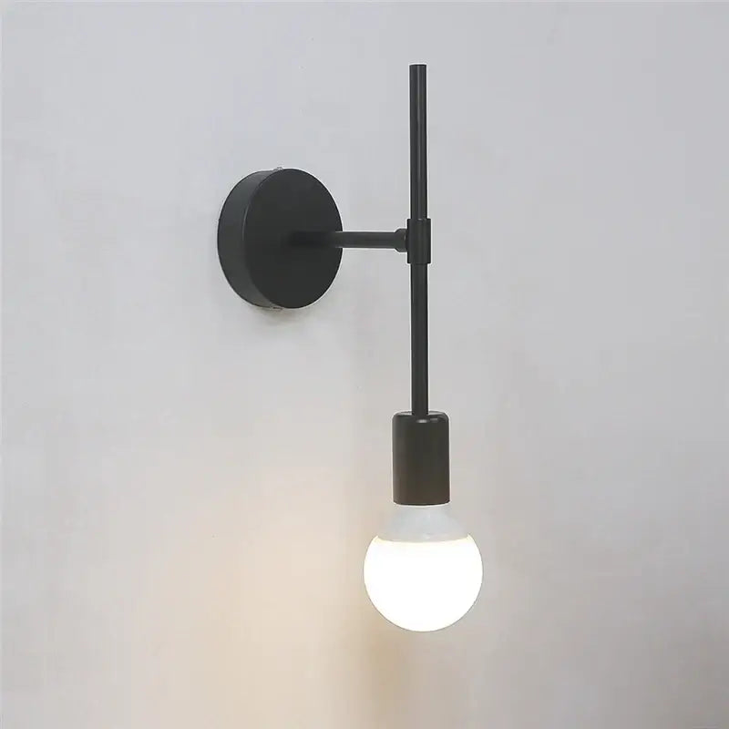 Minimalist black iron glass led wall light for bedroom living room