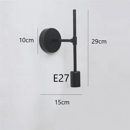Minimalist black iron glass led wall light for bedroom living room