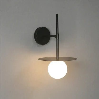 Minimalist black iron glass led wall light for bedroom living room