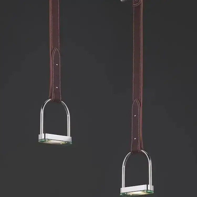 Minimalist black leather belt pendant light living room decor