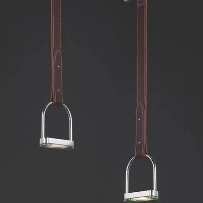 Minimalist black leather belt pendant light living room decor