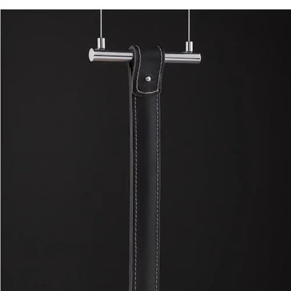 Minimalist black leather belt pendant light living room decor
