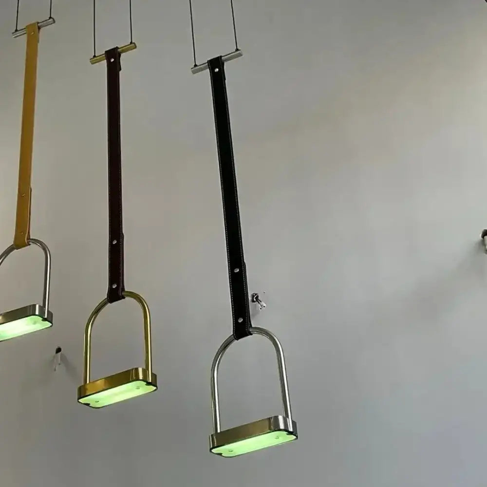 Minimalist black leather belt pendant light living room decor