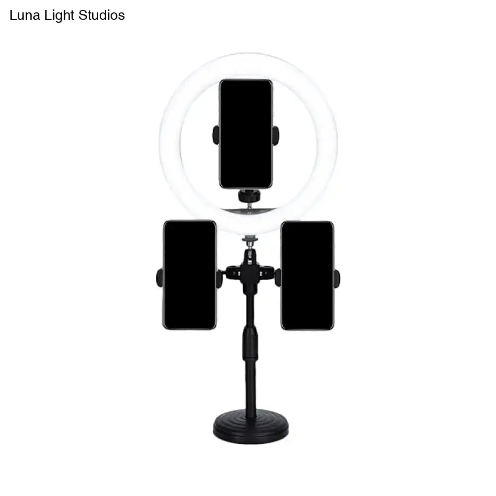 Minimalist black led mirror lamp with phone holders for bedroom