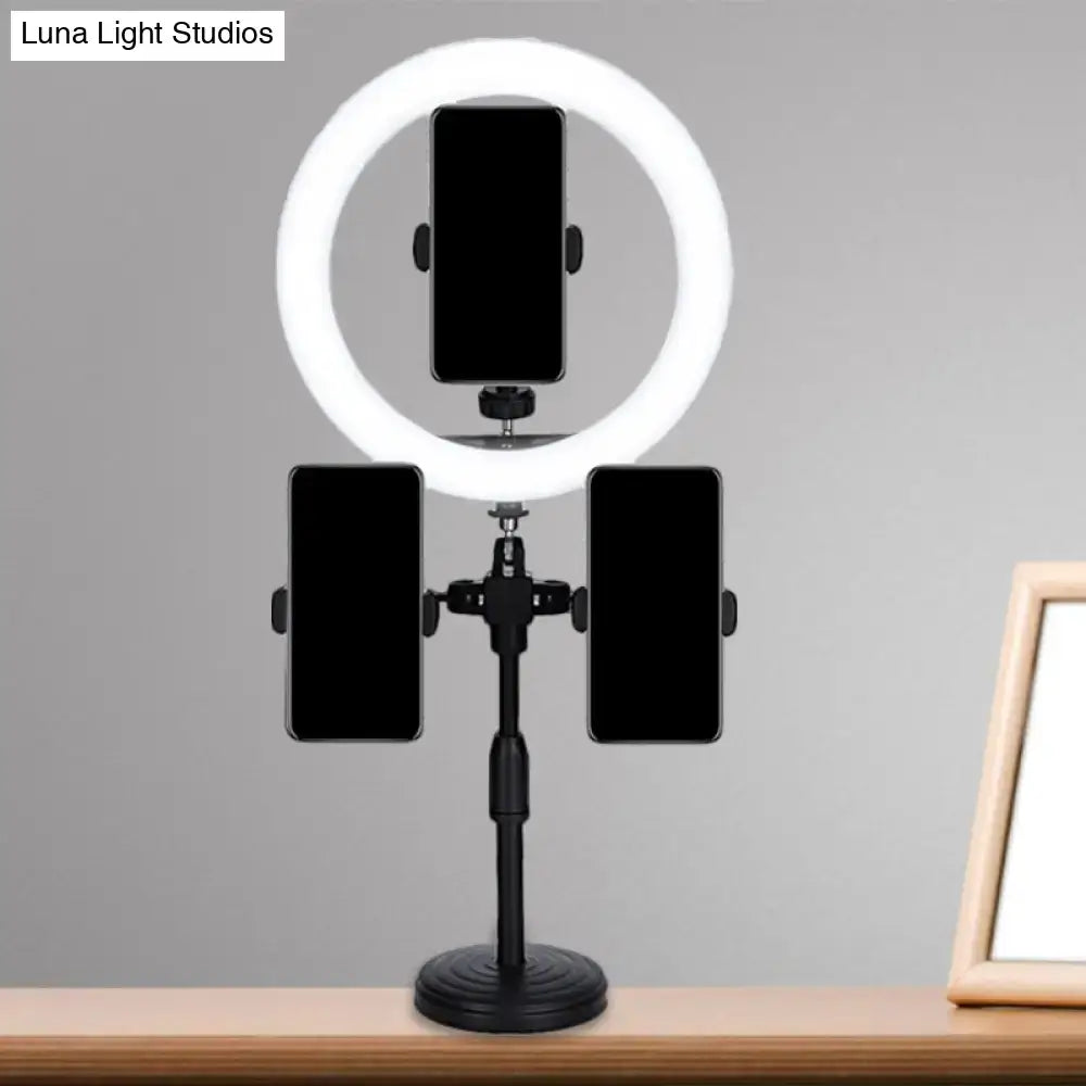 Minimalist black led mirror lamp with phone holders for bedroom