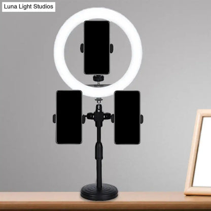 Minimalist black led mirror lamp with phone holders for bedroom