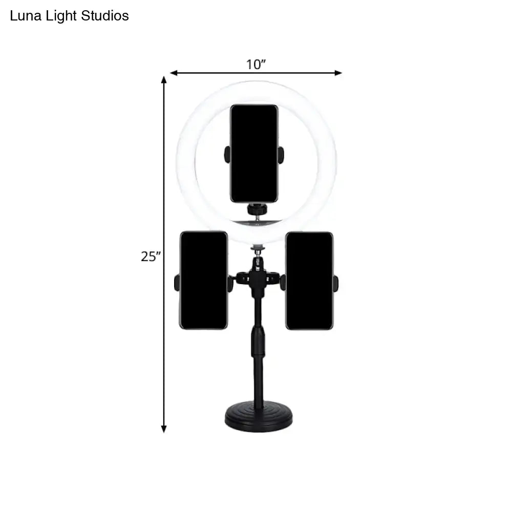 Minimalist black led mirror lamp with phone holders for bedroom