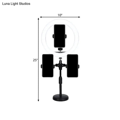 Minimalist black led mirror lamp with phone holders for bedroom