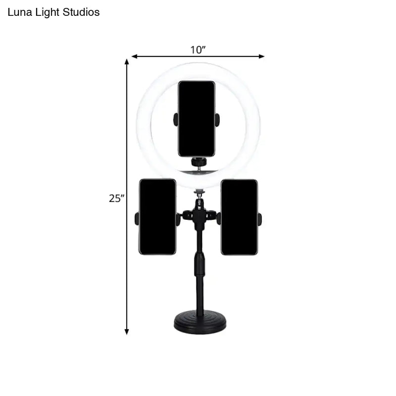 Minimalist black led mirror lamp with phone holders for bedroom