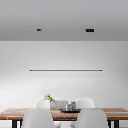Minimalist black led pendant lamp – kitchen island horizontal light