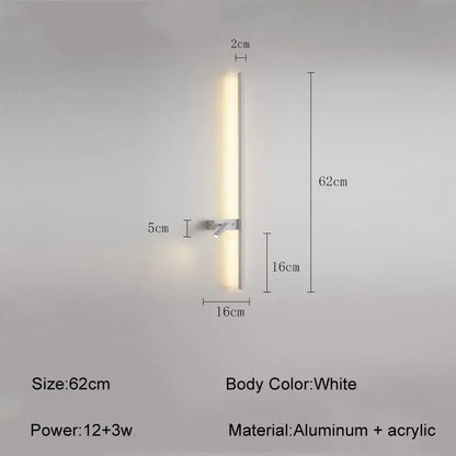Minimalist black led wall sconce living room adjustable light