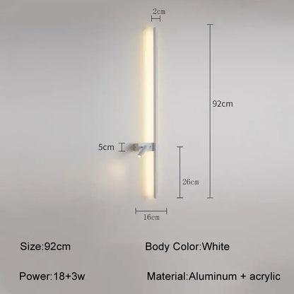Minimalist black led wall sconce living room adjustable light