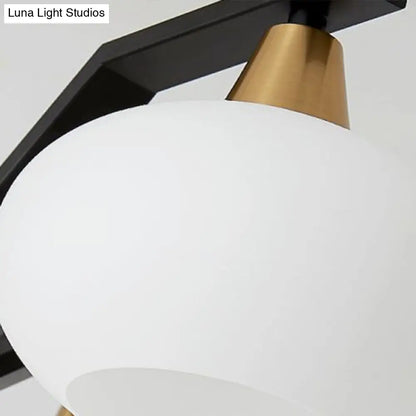 DecorBites™ Minimalist Black Linear Hanging Lamp with Oval Opal Glass Shade - Perfect for Dining Room Island Lighting