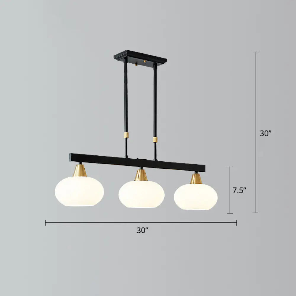 DecorBites™ Minimalist Black Linear Hanging Lamp with Oval Opal Glass Shade - Perfect for Dining Room Island Lighting