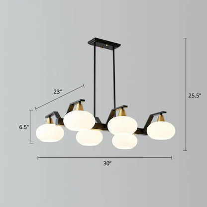DecorBites™ Minimalist Black Linear Hanging Lamp with Oval Opal Glass Shade - Perfect for Dining Room Island Lighting