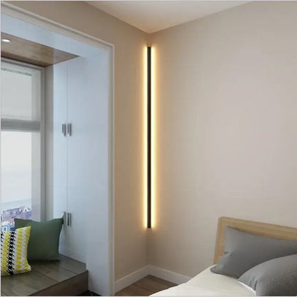 Minimalist black linear led wall lamp for bedroom living room