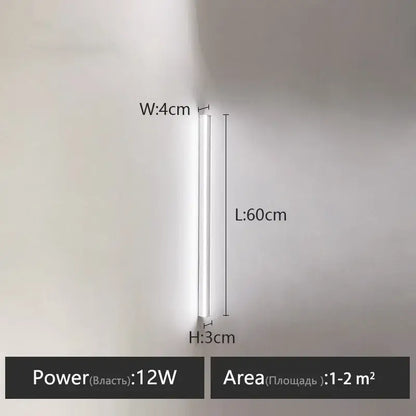 Minimalist black linear led wall lamp for bedroom warm glow