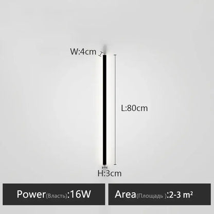 Minimalist black linear led wall lamp for bedroom warm glow