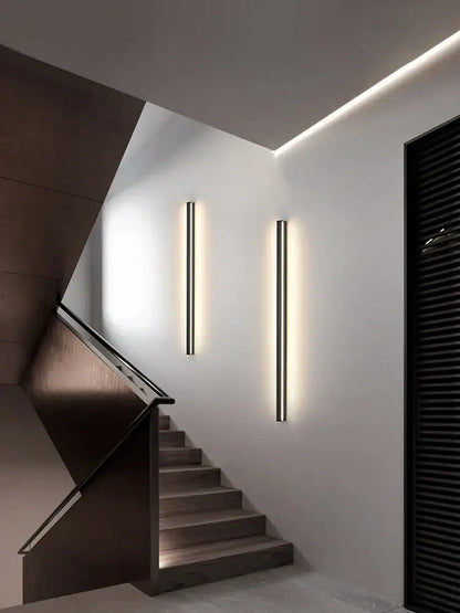 Minimalist black linear led wall lamp for bedroom warm glow