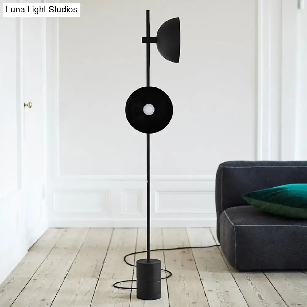 Minimalist black marble floor lamp with funnel shade living room