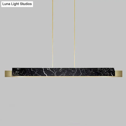 Minimalist black marble rectangular dining room light with gold accents