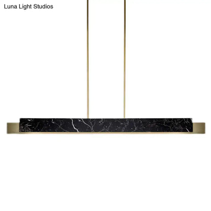 Minimalist black marble rectangular dining room light with gold accents