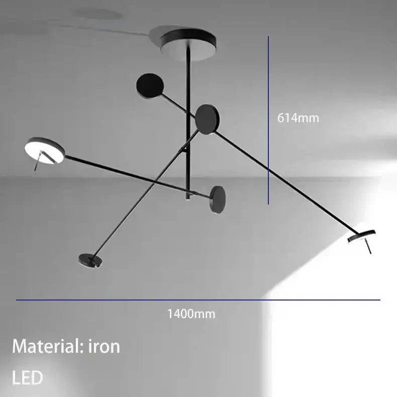 Minimalist black metal led pendant light for living room