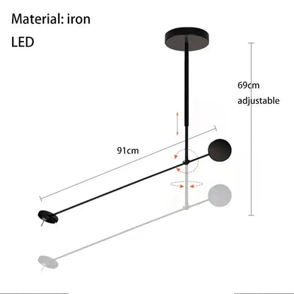 Minimalist black metal led pendant light for living room